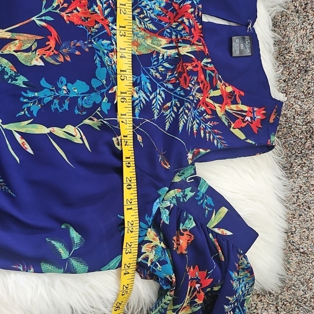 City Streets Purple/Blue Cold Shoulder Floral Print Dress - Picture 8 of 9